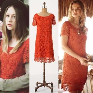 NWOT Anthropologie 🍊 Orange Crochet Lace Dress 🍊